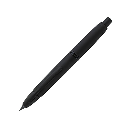Pilot® Vanishing Point Matte Fountain Pen With 18K Gold Nib, Medium Point, Black Barrel, Blue Ink