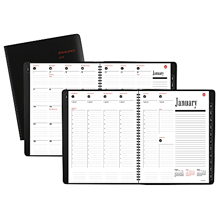 AT-A-GLANCE® 800 Range Weekly/Monthly Appointment Book/Planner, 8 1/2" x 11", 30% Recycled, Black, January 2018 to December 2018 (7086405-18)