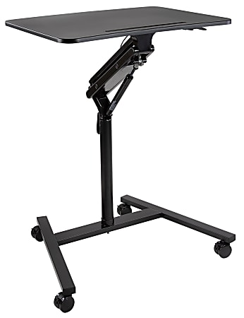 Mount-It! MI-7969 Height-Adjustable Rolling Sit-Stand Workstation, 41-3/4"H x 30"W x 23-1/4"D, Black