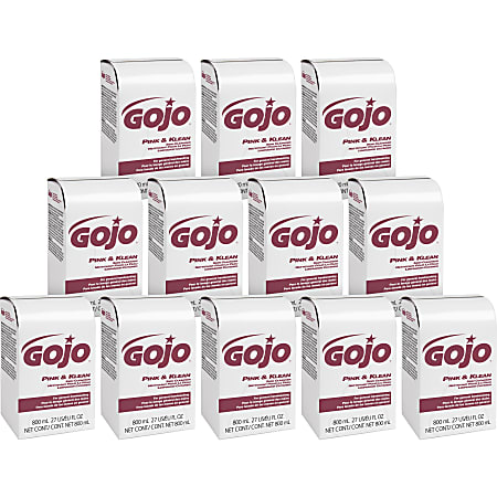 GOJO® Pink & Klean Liquid Skin Cleanser Soap, Floral Scent, 27.05 Oz, Carton Of 12 Bottles