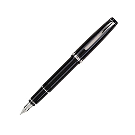 Pilot® Falcon Black Rhodium Fountain Pen With 14K Gold Nib, Fine Point, Black Barrel, Black Ink