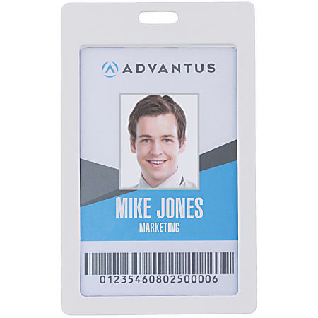 Advantus Vertical Rigid ID Badge Holder - Support 2" x 3.25" Media - Vertical - Plastic - 6 / Pack - White