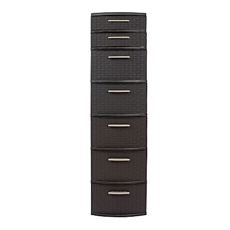 Inval 7-Drawer Tall Storage Cabinet, 47-1/4" x 12-1/2", Espresso