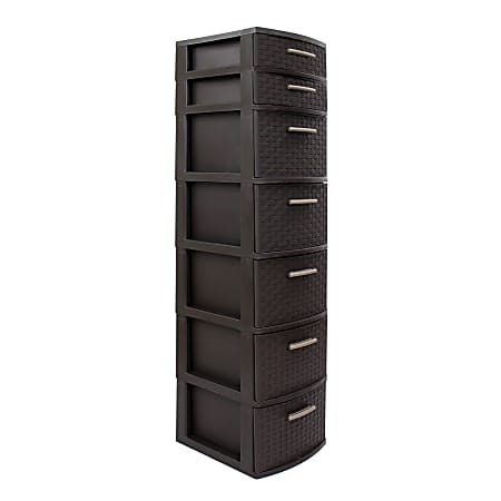 Inval 7-Drawer Tall Storage Cabinet, 47-1/4 x 12-1/2, Espresso