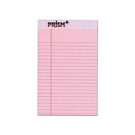 TOPS™ Prism+™ Color Writing Pads, 5" x 8", Legal Ruled, 25 Sheets, Rose, Pack Of 12 Pads