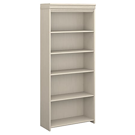 Bush Business Furniture Fairview 69"H 5-Shelf Bookcase, Antique White, Standard Delivery