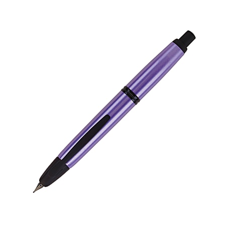 Pilot® Vanishing Point Fountain Pen, 18-Karat Gold Fine Nib Point, Metallic Purple Barrel, Black Ink