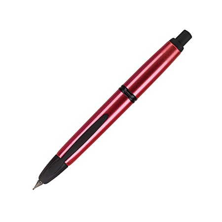 Pilot® Vanishing Point Fountain Pen, 18-Karat Gold Fine Nib Point, Metallic Red Barrel, Black Ink