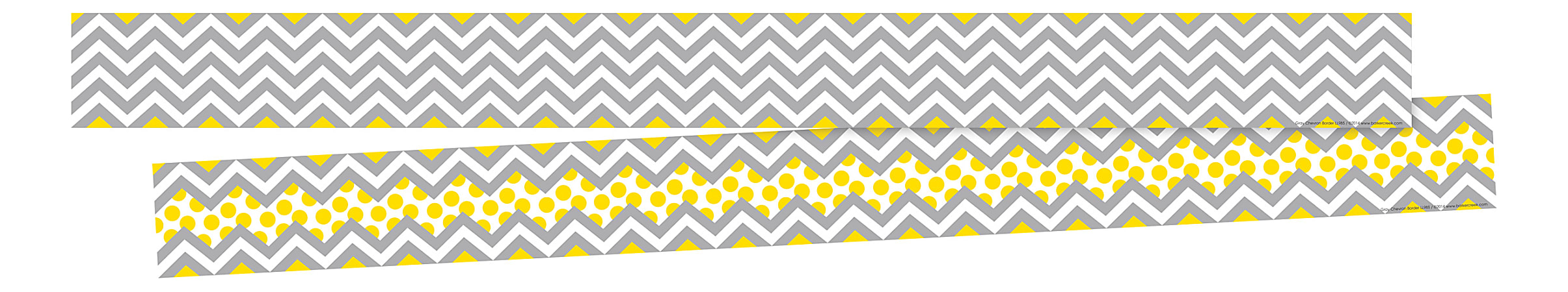 Barker Creek Double-Sided Border Strips, 3" x 35", Chevron Gray/Yellow, Set Of 24