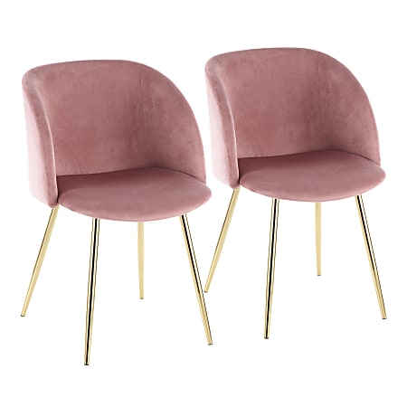LumiSource Fran Dining Chairs, Pink/Gold, Set Of 2 Chairs