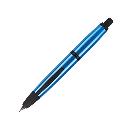 Pilot® Vanishing Point Fountain Pen With 18K Gold Nib, Medium Point, Metallic Blue Barrel, Blue Ink