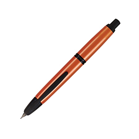 Pilot® Vanishing Point Metallic Orange Fountain Pen With 18K Gold Nib, Medium Point, Metallic Orange Barrel, Blue Ink