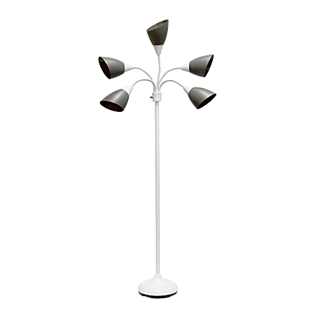 Simple Designs 5 Light Adjustable Gooseneck Floor Lamp 67 H Gray