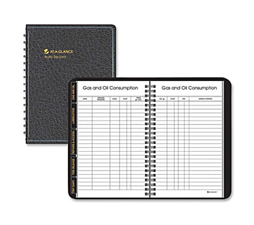 At-A-Glance Auto Record Book - Auto Record Book, 3-3/4x6-1/8", 112 Pages, Non Refillable, Black, 1/Each