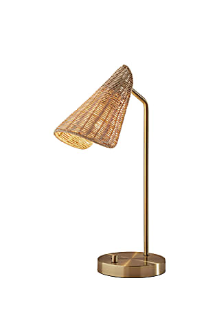 Adesso® Cove Desk Lamp, 20-1/4”, Natural Rattan Shade/Brass