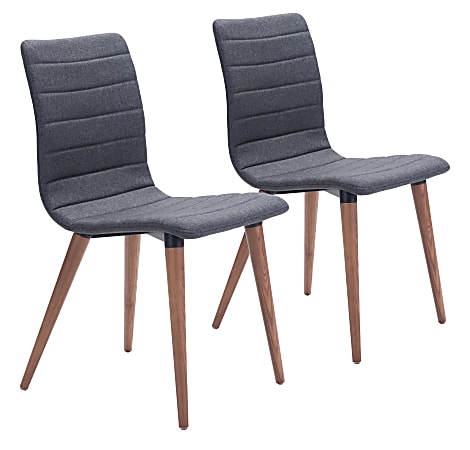 Zuo Modern Jericho Dining Chairs, Gray/Walnut, Set Of