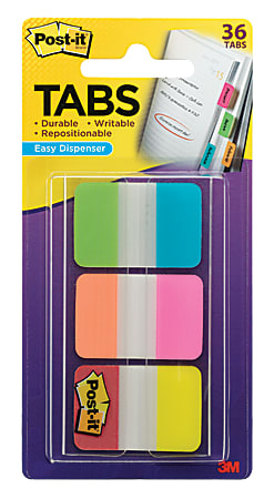 Post-it® 1" x 1 1/2" Durable Index Tabs, Assorted, 6 Tabs Per Pad, Pack Of 6 Pads