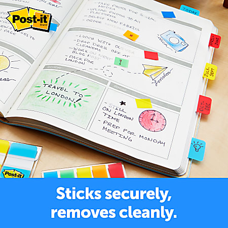 Post it 1 x 1 12 Durable Index Tabs Assorted 6 Tabs Per Pad