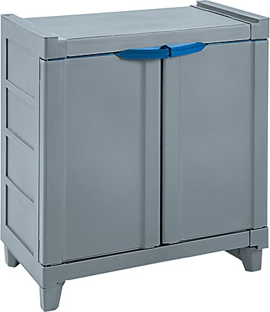Rimax Small Wall Storage Cabinet, 2 Shelves, Gray/Blue