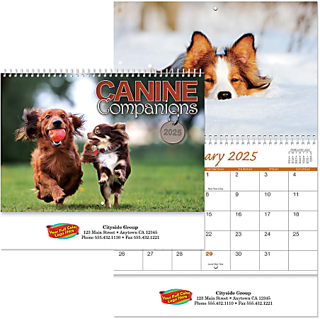 Custom Full-Color Canine Companions Wall Calendar, 20” x