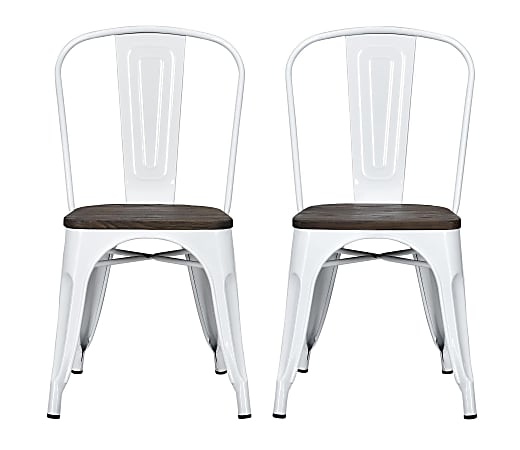 DHP Fusion Dining Chairs, Brown/White, Set Of 2