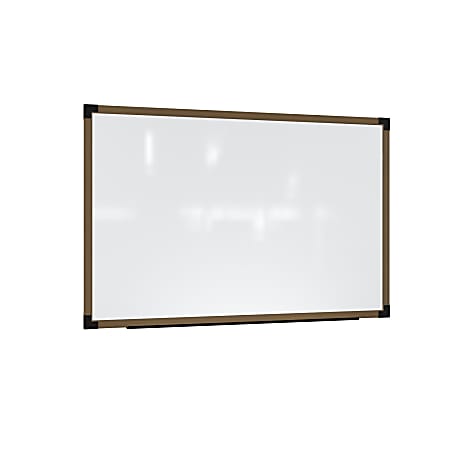 Ghent Prest Magnetic Dry-Erase Whiteboard, Porcelain, 38-1/4” x 50-1/4”, White, Driftwood Frame