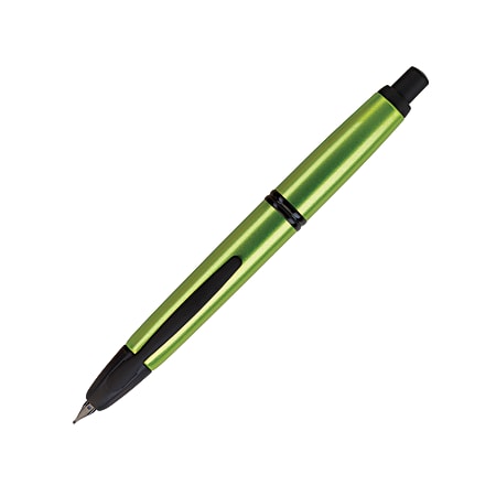Pilot® Vanishing Point Metallic Green Fountain Pen With 18K Gold Nib, Broad Point, Green Barrel, Black Ink