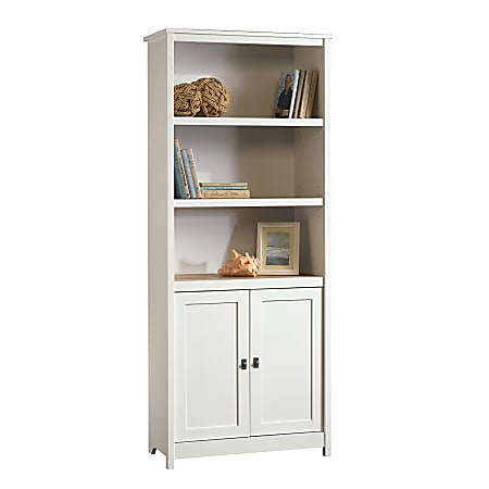 Sauder&reg; Cottage Road 72"H 5-Shelf Library With Doors, Soft White