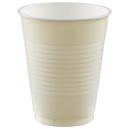 Amscan Plastic Cups, 18 Oz, Vanilla Creme, Set Of 150 Cups