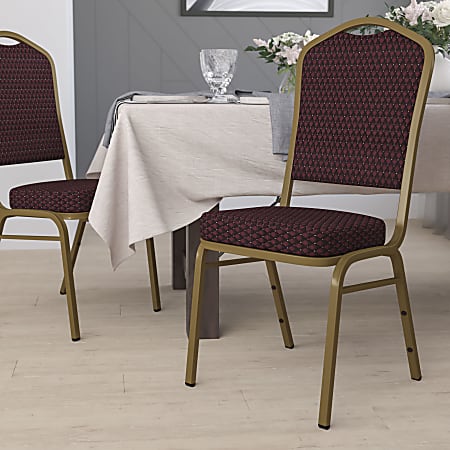 Flash Furniture HERCULES Series Crown Back Stacking Banquet Chair, Burgundy Patterned/Gold