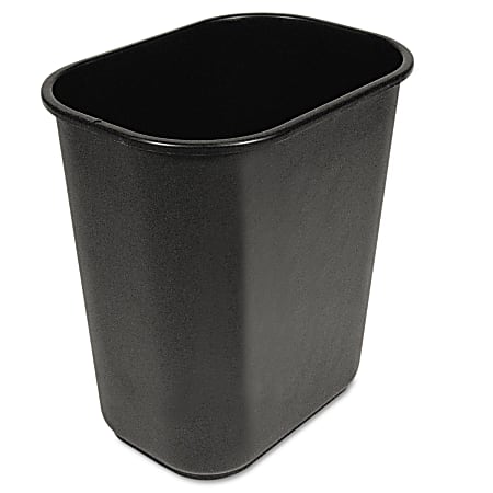 Boardwalk® Soft-Sided Rectangular Prism Plastic Wastebasket, 28 Qt, 15"H x 11"W x 14 3/8"D, Black