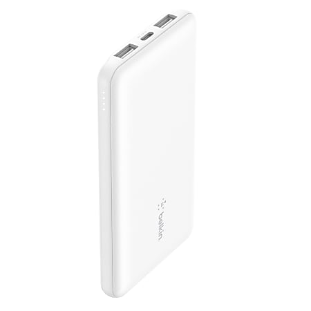 Belkin BoostCharge Power Bank, 10K, For Iphone/Samsung/Google Pixel, White, BPB011BTWH
