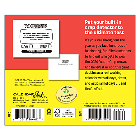 2024 Brown Trout Fun And Humor Daily Boxed Desk Calendar 5 x 6 Fact Or