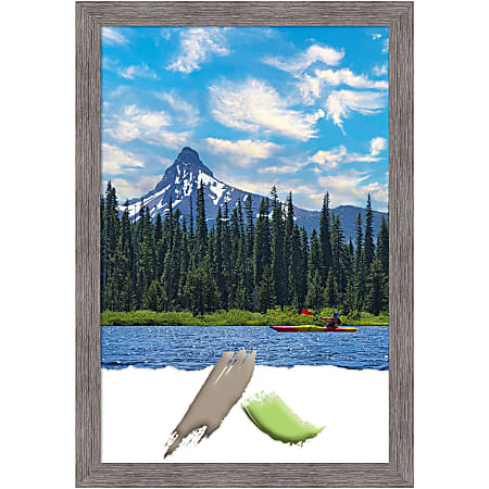 Amanti Art Picture Frame, 27" x 39", Matted For 24" x 36", Pinstripe Plank Gray Narrow
