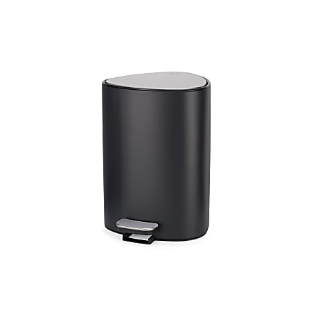 Joseph Joseph Corner 5-Liter Trash Can With Pedal Opening, 12”H x 8-1/2”W x 10”D, Black