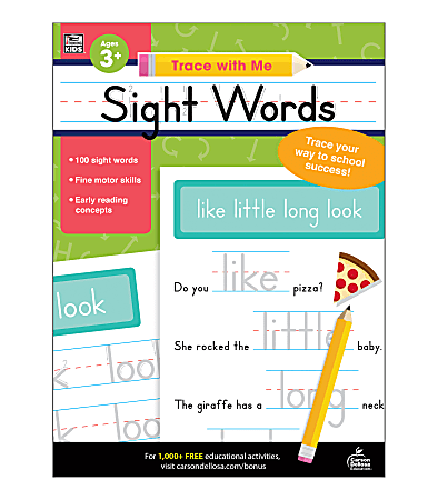 Carson-Dellosa Trace With Me: Sight Words Activity Book, Preschool - Grade 2