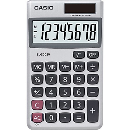 Casio SL300VCPLSIH Pocket Calculator - 8 Digits - LCD - Solar Powered - 0.8" x 5.3" x 7.8" - Purple