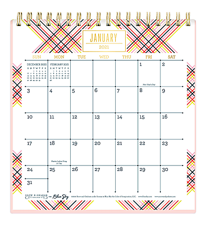 Blue Sky™ Snow And Graham Monthly Desk Calendar With Stand, 6-1/16" x 6-3/8", Multi Tottie, January To December 2021, 121908