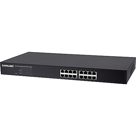Intellinet Network Solutions 16-Port Fast Ethernet PoE+ Switch, 240 Watt Power Budget, Rackmount - IEEE 802.3at/af Power over Ethernet (PoE+/PoE) Compliant, Endspan"