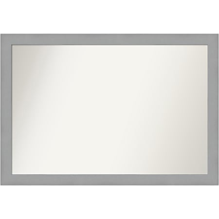 Amanti Art Non-Beveled Rectangle Framed Bathroom Wall Mirror, 27-1/2” x 39-1/2”, Brushed Nickel