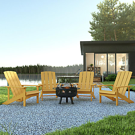 Flash Furniture 5-Piece Charlestown Adirondack Chair Set, Yellow