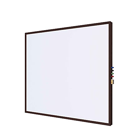 Ghent Impression Non-Magnetic Dry-Erase Whiteboard, Porcelain, 47-3/4” x 47-3/4”, White, Cherry Wood Frame