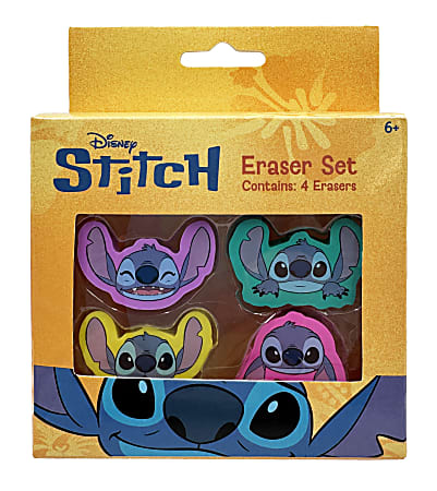 Innovative Designs Licensed Eraser Set, 1-1/4” x 1-1/4”, Lilo & Stitch, Set Of 4 Erasers