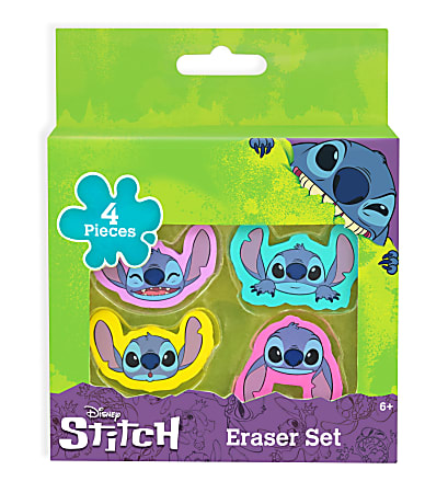 Innovative Designs Licensed Eraser Set, 1-1/4” x 1-1/4”, Lilo & Stitch, Set Of 4 Erasers