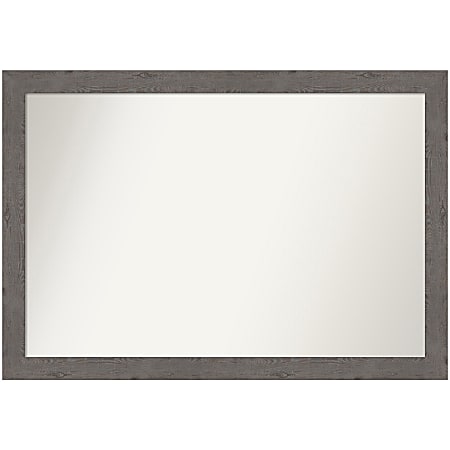 Amanti Art Narrow Non-Beveled Rectangle Framed Bathroom Wall Mirror, 27-1/2" x 39-1/2", Rustic Plank Gray