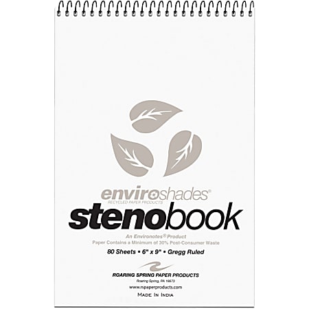 Basics Steno Books, 6 x 9, Gregg Rule, Green Paper, 80 Sheets,  12-Pack