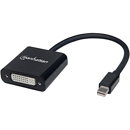 Manhattan Mini DisplayPort 1.2a to DVI-I Dual-Link Adapter Cable (Clearance Pricing), 4K@30Hz, Active, 19.5cm, Male to Female, Compatible with DV