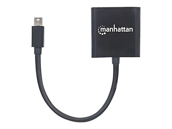 Manhattan Mini DisplayPort 1.2a to DVI-I Dual-Link Adapter Cable (Clearance Pricing), 4K@30Hz, Active, 19.5cm, Male to Female, Compatible with DVD-D, Black, Three Year Warranty, Polybag - Adapter - single link - Mini DisplayPort (M) to DVI-I (F)