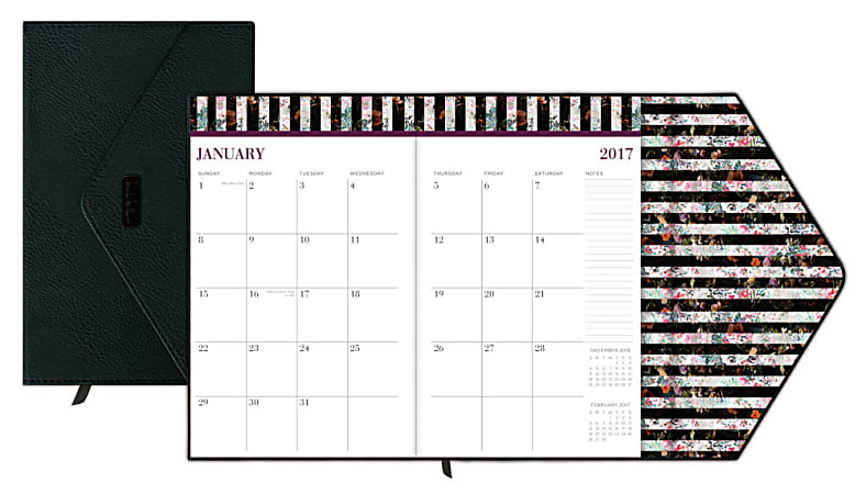 Nicole Miller Weekly/Monthly Clutch Planner, 5" x 8", Garden Stripe, January to December 2017