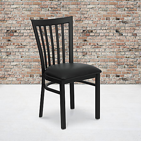 Flash Furniture School House Back Restaurant Accent Chair, Black Seat/Black Frame